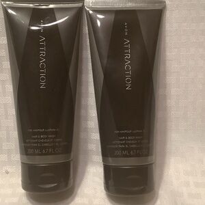 Avon Attraction Hair & Body Wash Duo - Sleek Black Tubes Set of 2